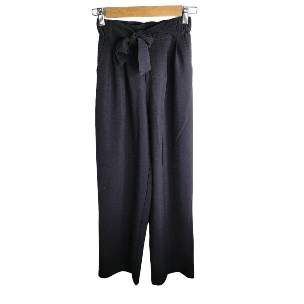 Lululemon‎ Noir Pant Hi Rise Woven Wide Leg Tie Waist Women's Size 2 Black
